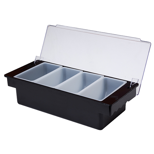 Black 4 Compartment Bar Condiment Holder